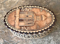 Church: Carved and Embossed Oval Birchbark Box