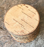 Ship: Carved and embossed Round Birchbark Box