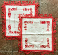 Set of 2 Servetky 14 in. red on cotton/linen