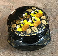 Painted Petrykivka Round Lacquer Box