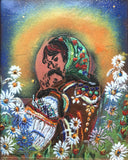 Baked Enamel Ukrainian Icon  13x15 in.  framed