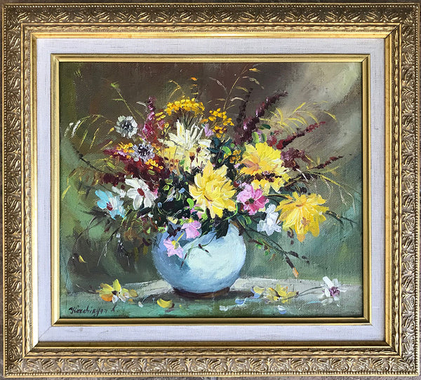 Golden Floral Arrangement - Original Oil Painting