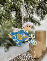 Blue-Yellow Angel Ornament