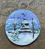 Village Church Ceramic Ornament #1