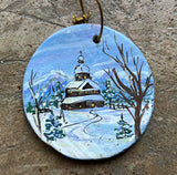 Village Church Ceramic Ornament #3