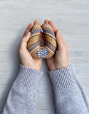 Blue-Yellow Linen Horseshoe Ornament