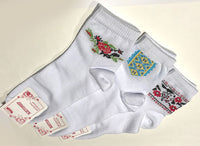 Ladies Embroidery Design Socks set of 3, white