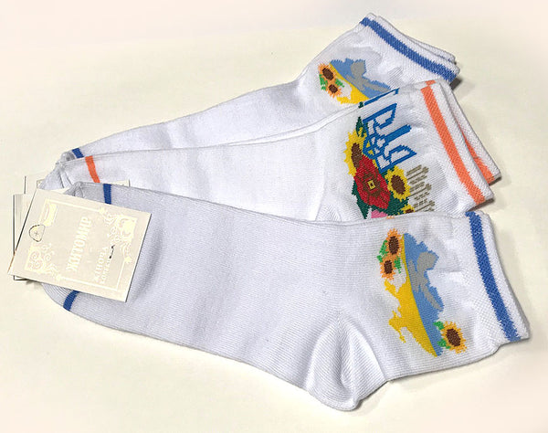 Ladies White Patriotic Socks set of 3