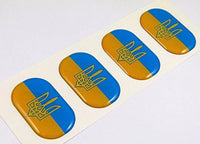 Ukraine Mini domed decals flag with Trident 4 emblems 1.5" Car bike stickers