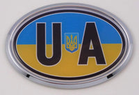 UA Ukrainian Car Chrome Emblem Bumper Sticker Flag Decal Oval