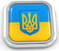 Ukraine Flag Square Chrome rim Emblem Car 3D Decal Badge Hood Bumper sticker 2"
