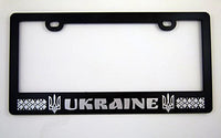 Ukraine black ABS License Plate Frame with silver raised Tryzub