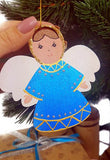 Gift Set: 2 Blue Embroidery Design Towels with angel