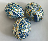 Blue Geometric Design Pysanka by Iris