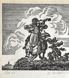 Sitch - Framed woodcut by V. Lopata