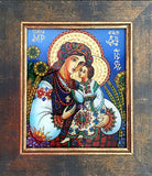 Folk Style Icon - Reverse Glass Painting 9.5 x 10.75