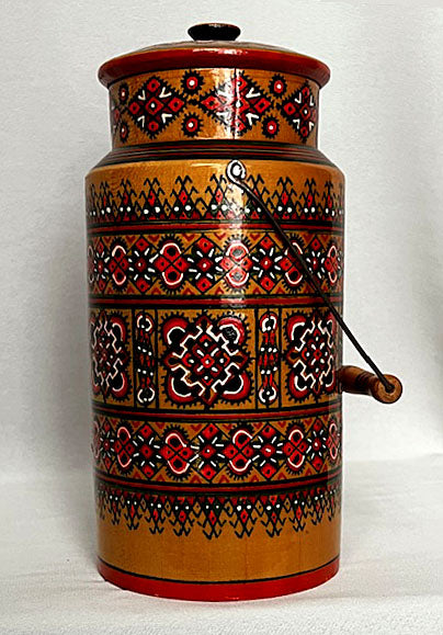 Painted Wooden Jug with handle and lid #2