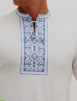 Men's embroidered Karpatska shirt light blue on white
