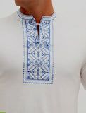 Men's embroidered Karpatska shirt light blue on white