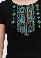 Ladies Hutsulka embroidered shirt – turquoise