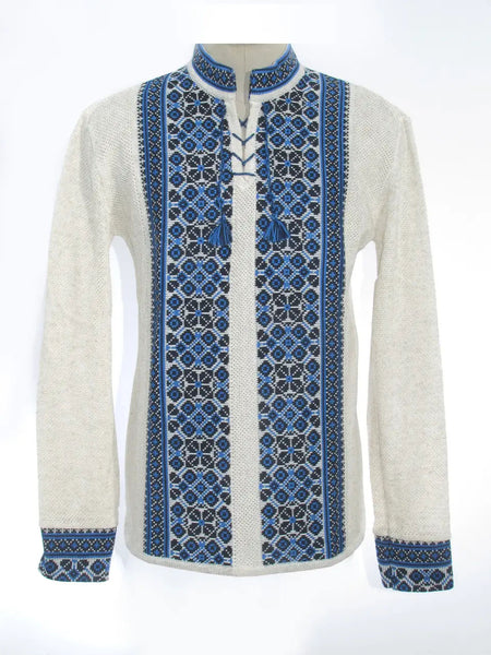 Mens Embroidery Design Sweater - Blue