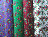 Green Floral Fabric 1/2 yard