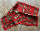 Red wool paisley shawl 30 in. - gold thread