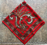 Red wool paisley shawl 30 in. - gold thread