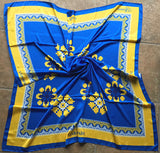 Patriotic Blue and Yellow SIlky Shawl, 36 in