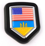 Ukraine/USA flag on Shield Shape grill badge