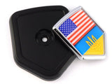 Ukraine/USA flag on Shield Shape grill badge