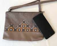 Embroidered Khaki Purse