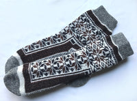 Intricate Black - Brown Geometric Mens Wool Socks
