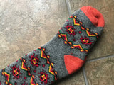 Geometric Grey Ladies Wool Knee Socks