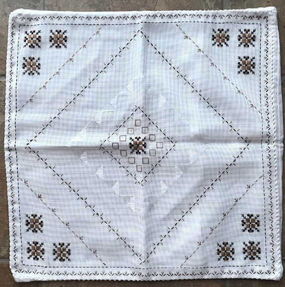 Hand Embroidered Pillow Case 17 in. square