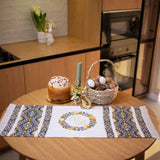XB Woven Rushnyk, brown-blue vinok - Basket cover/runner