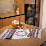 XB Woven Rushnyk, brown with red - Basket cover/runner