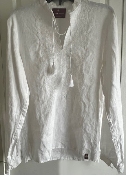 Men's Machine Embroidered Linen Shirt