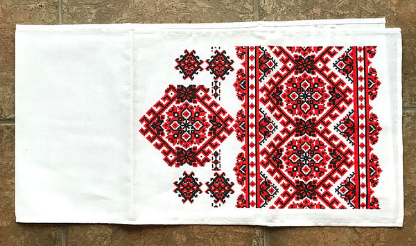 Geometric Embroidery design towel 12 x 46 in.