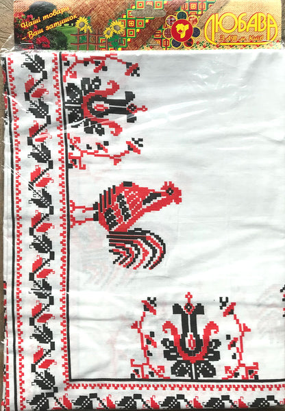 Printed Cotton Rooster Tablecloth 51 x 63 in.