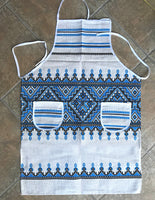 Blue Embroidery linen-look Apron