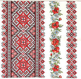 Long Red Embroidered Towel 16" x 59 inches