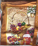 Beige Printed Easter Rushnyk with basket and chicks