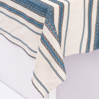 Blue Embroidery Woven Tablecloth 98" x 57"