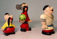 3 clay kozak figurines