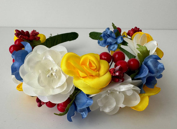 Floral Headband "Double row with flowers" assorted