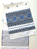 Long Blue Embroidery Design Towel 16" x 59"