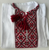 Linen Men`s Vyshyvanka (red on white)