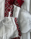 Linen Men`s Vyshyvanka (red on white)