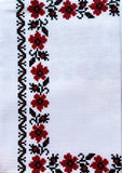Small Red/Black Floral Tablecloth 36" x 36"